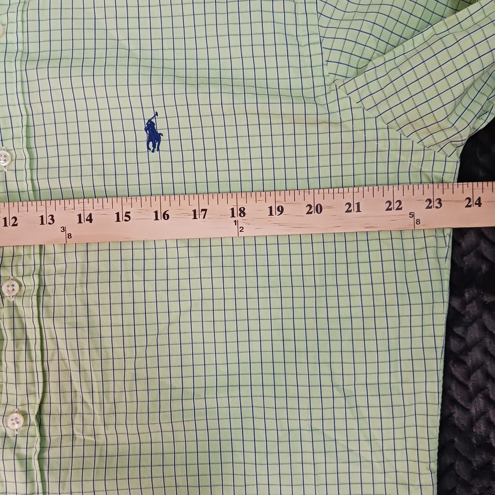 Ralph Lauren Yarmouth 100% Cotton Button Up Long Sleeve Plaid Design Green Sz 15 - Picture 8 of 10